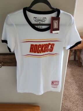 Mitchell & Ness White Rockets Ringer Tee with Black Trim